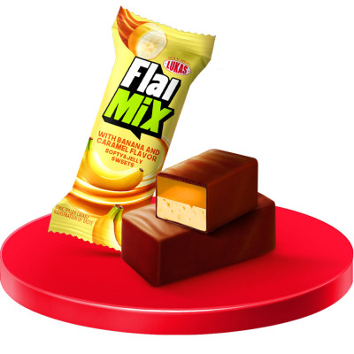 Цукерки «Flai Mix зі смаком банану та карамелі» ящик 3 кг.